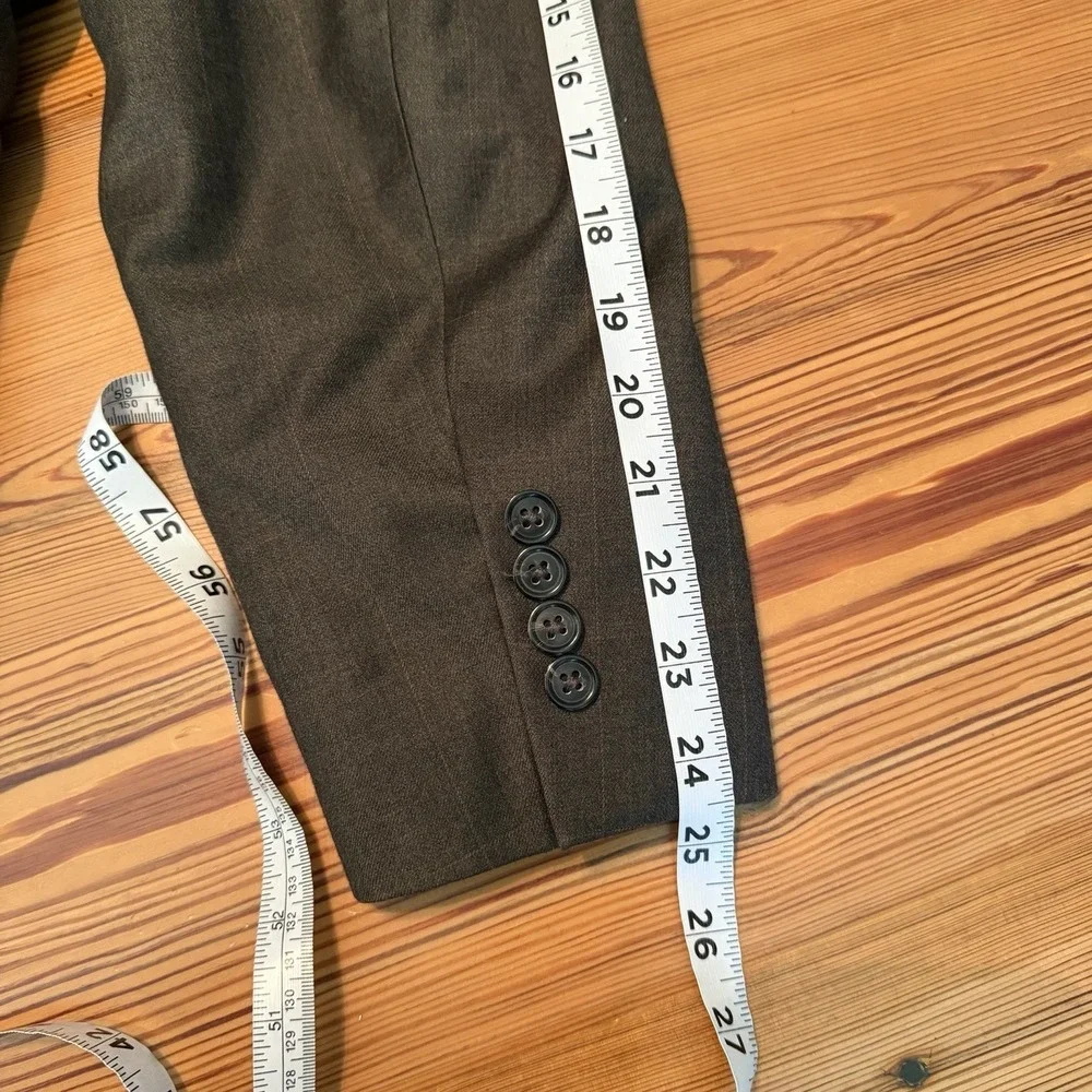 Jos A Bank Brown Suit 46R Wool Pleated Cuffed Pants 40 X 29 Windowpane READ